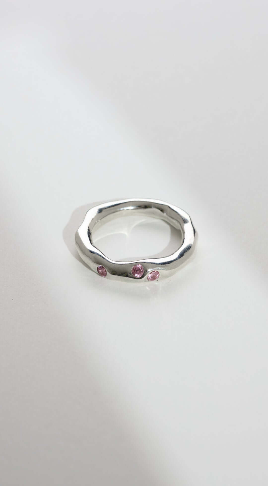Pink Stone Ring, handmade from 925 sterling silver