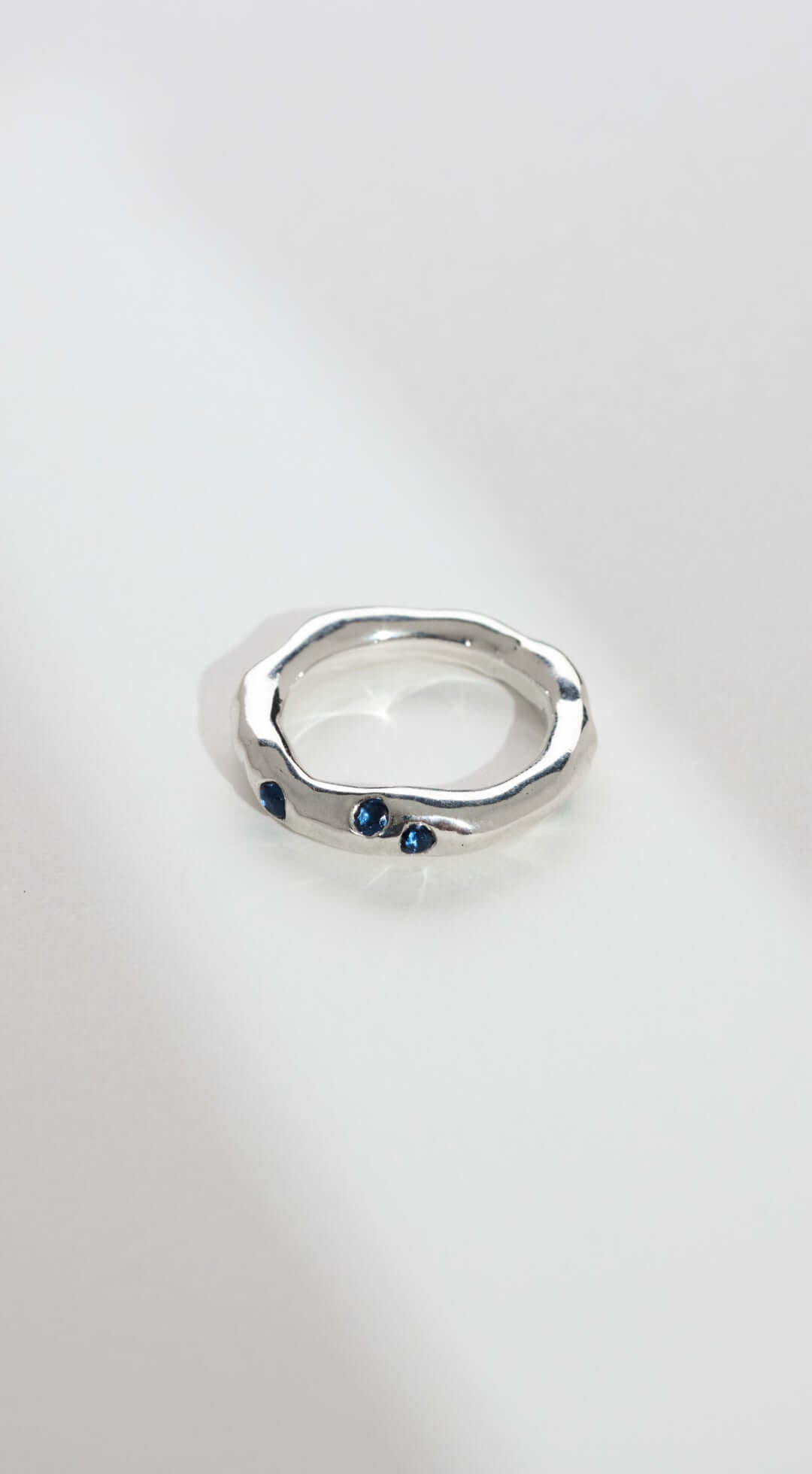 Blue Stone Ring, handmade from 925 sterling silver