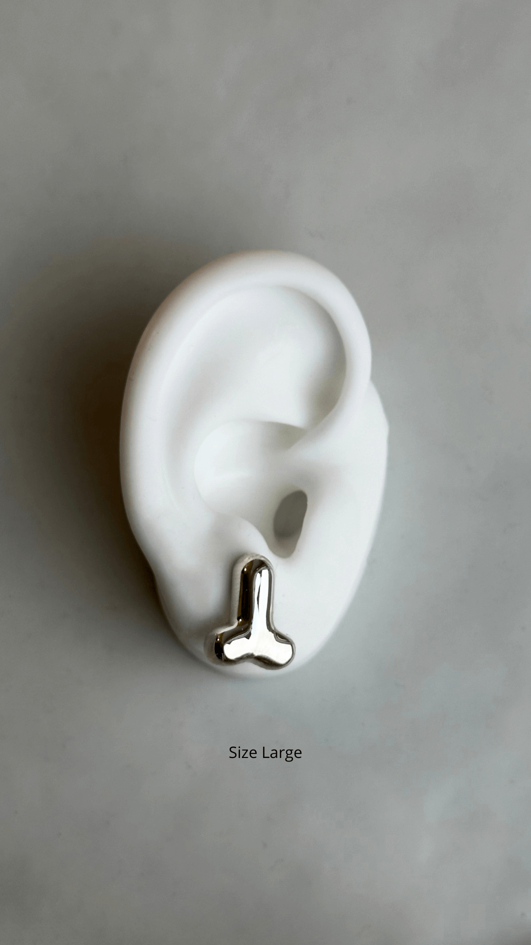 Silver penis stud earring, bold handmade jewelry from Ukraine