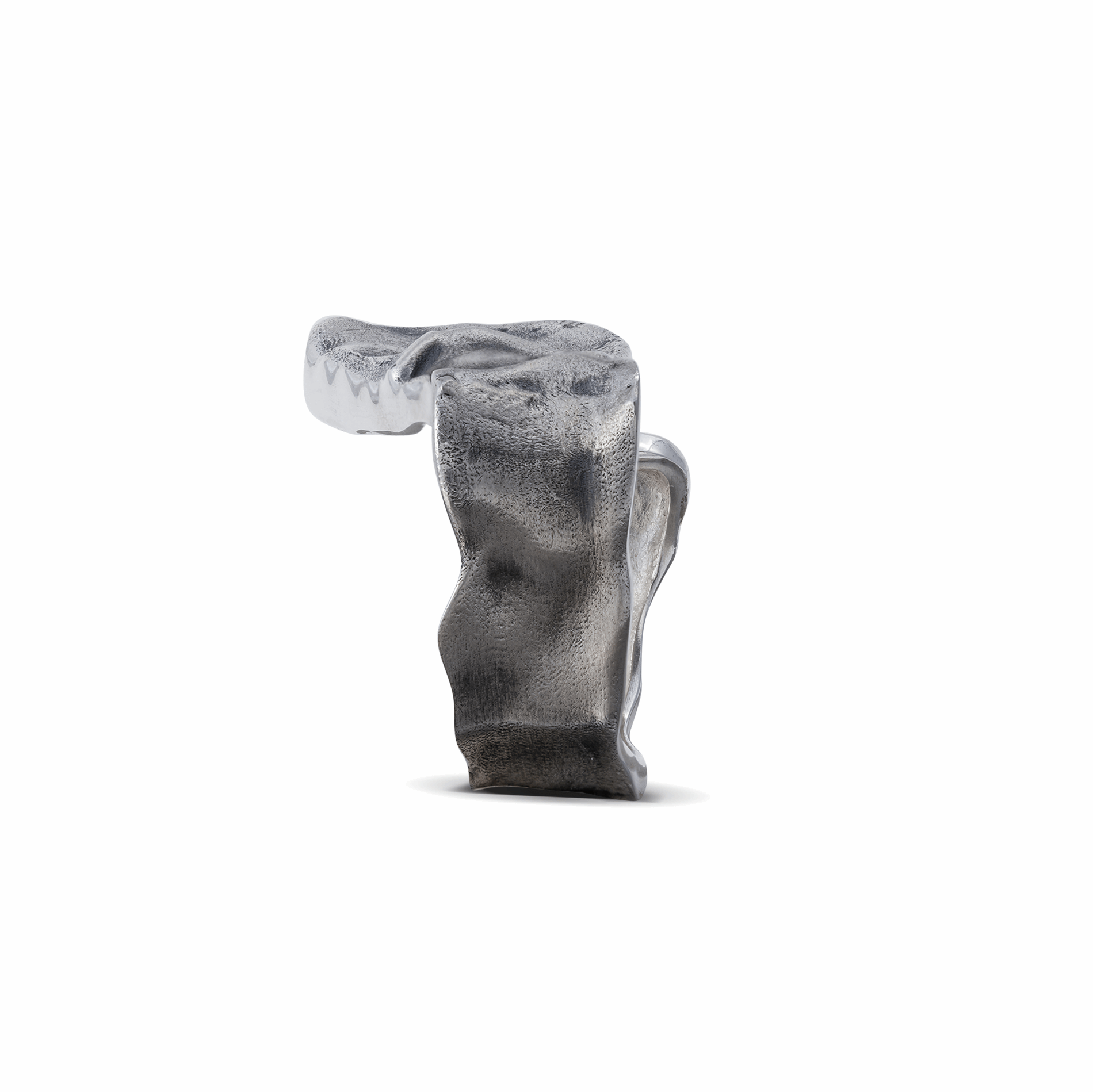 Handcrafted sterling silver ring with distinctive irregular textures.
