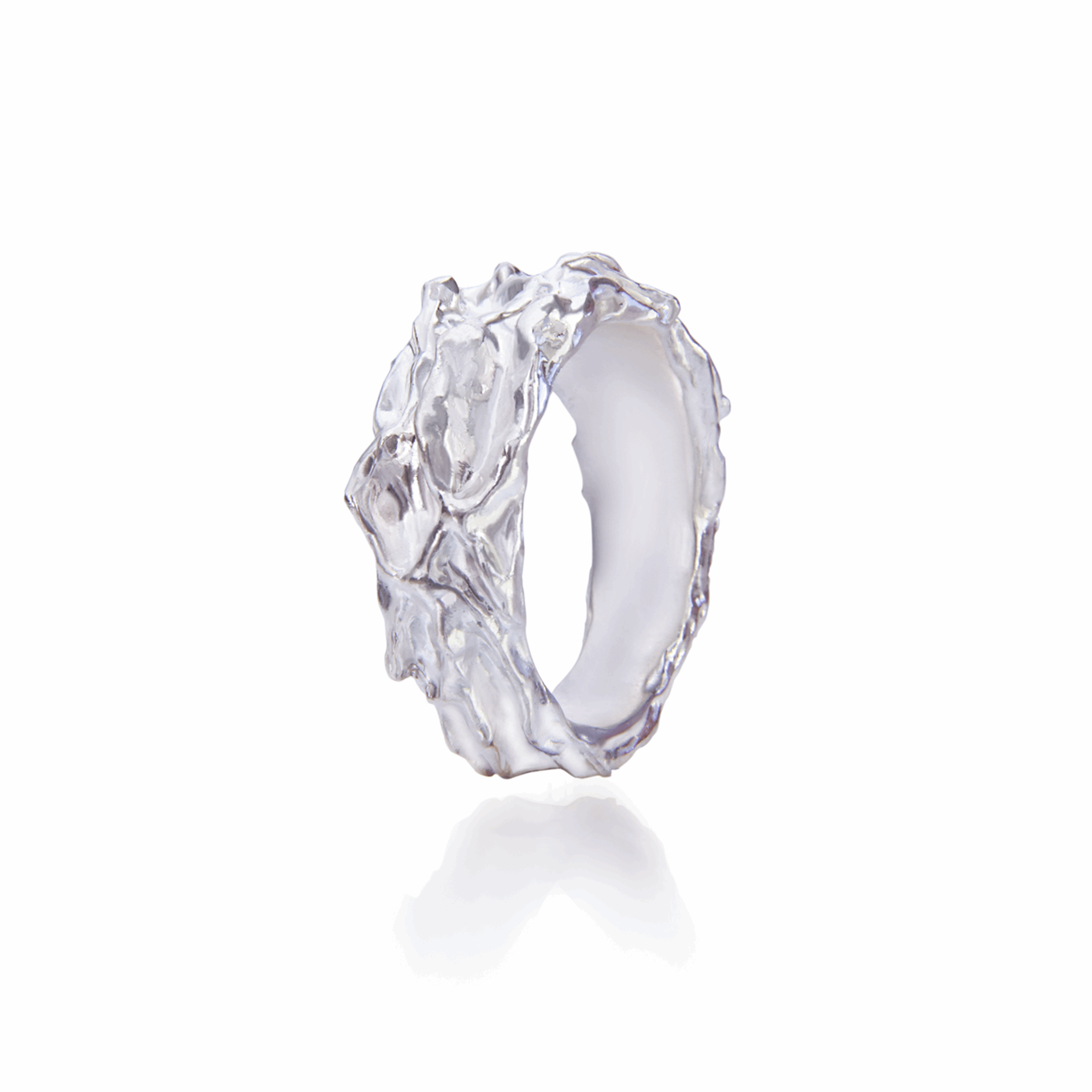 Textured ring crafted from sterling silver with a unique designer touch.