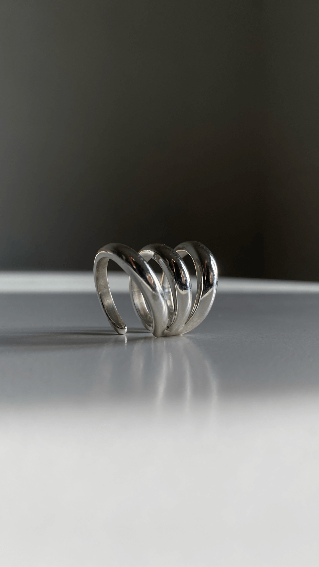 Bold triple earcuff crafted from sterling silver, contemporary handmade jewelry by DYCH