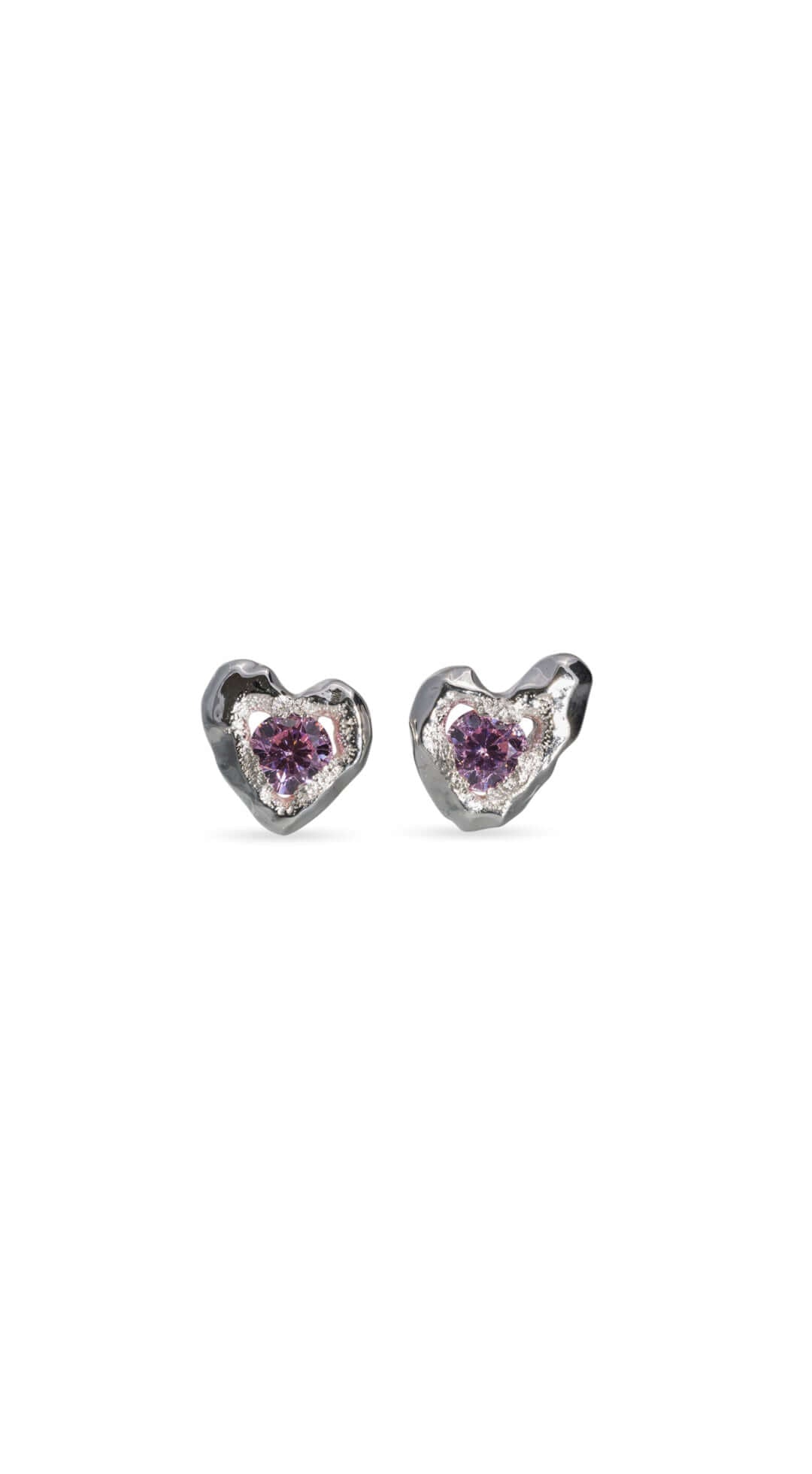 Pink Heart Earring, handmade from 925 sterling silver