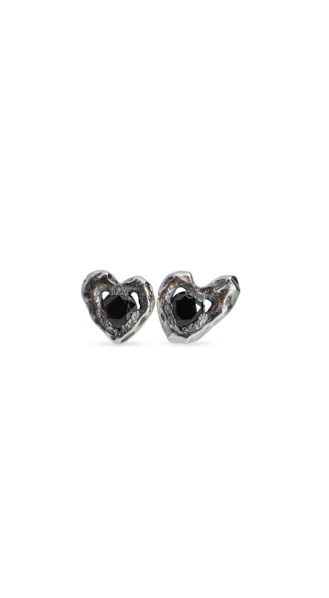 Silver Heart Earring with Black Zirconium - DYCH.NET
