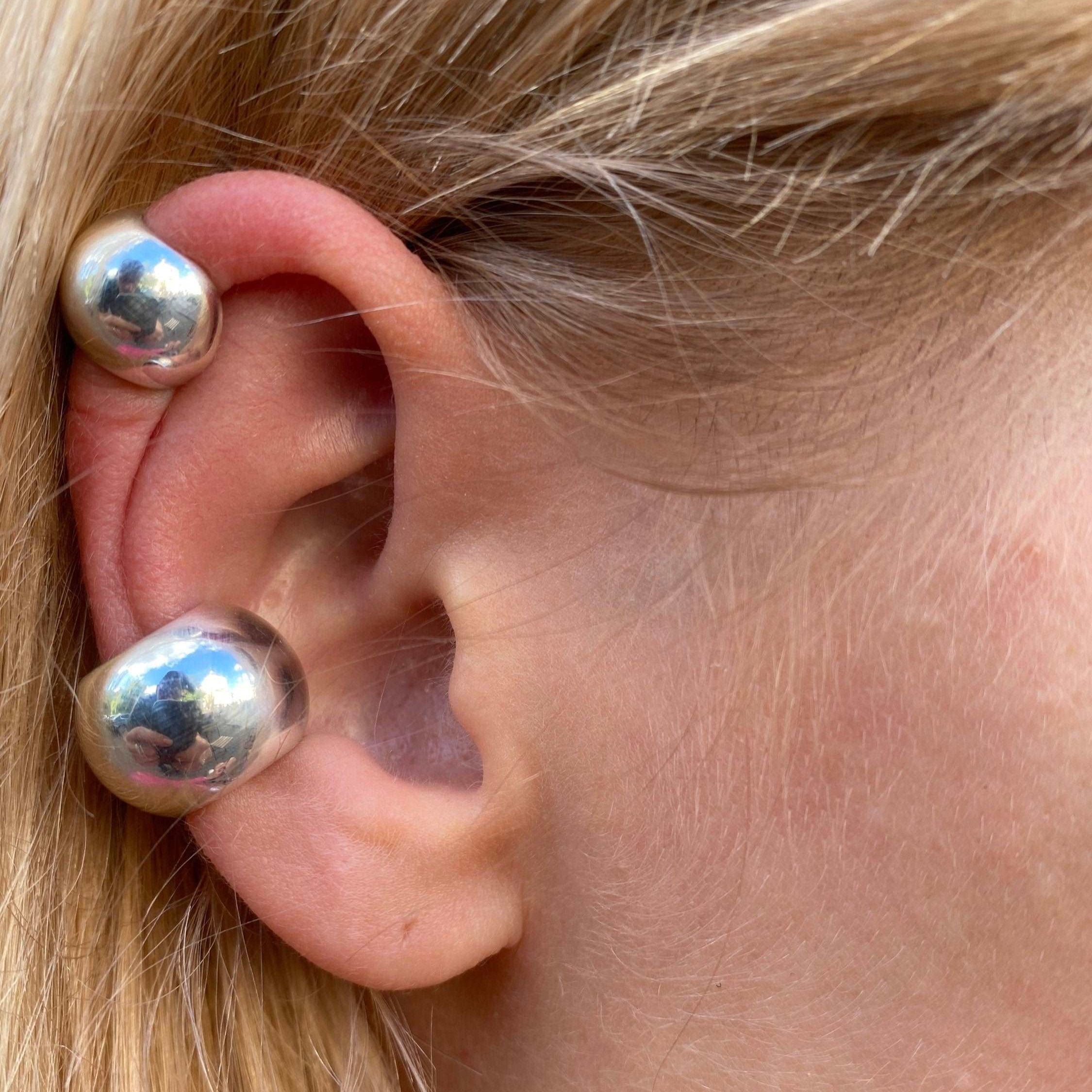 Handmade domed cuff earring for non-pierced ears.