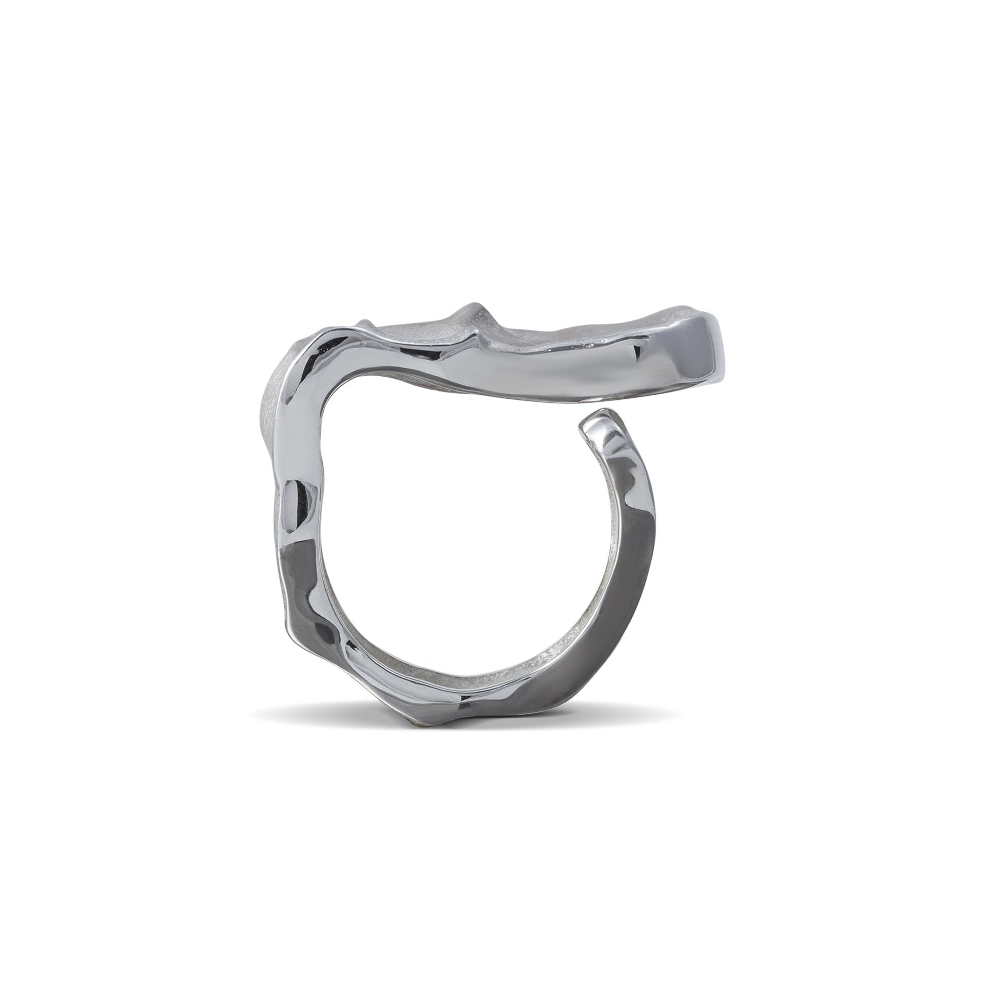 Unique textured silver ring showcasing intricate surface details and modern craftsmanship