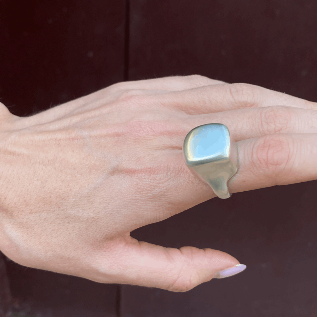 Chunky Silver Ring with a minimalist and artistic flair.