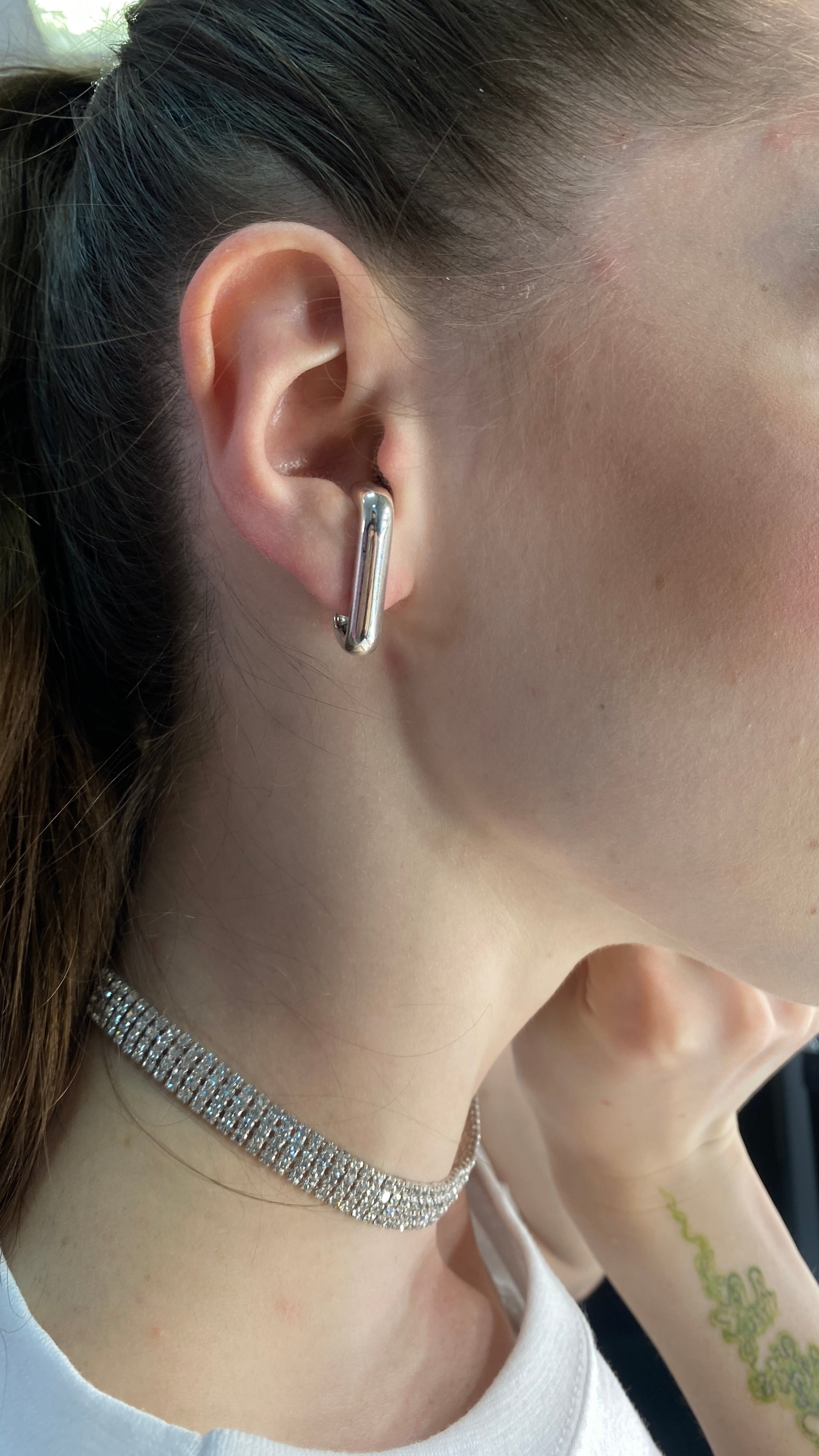 Suspender chunky silver earring