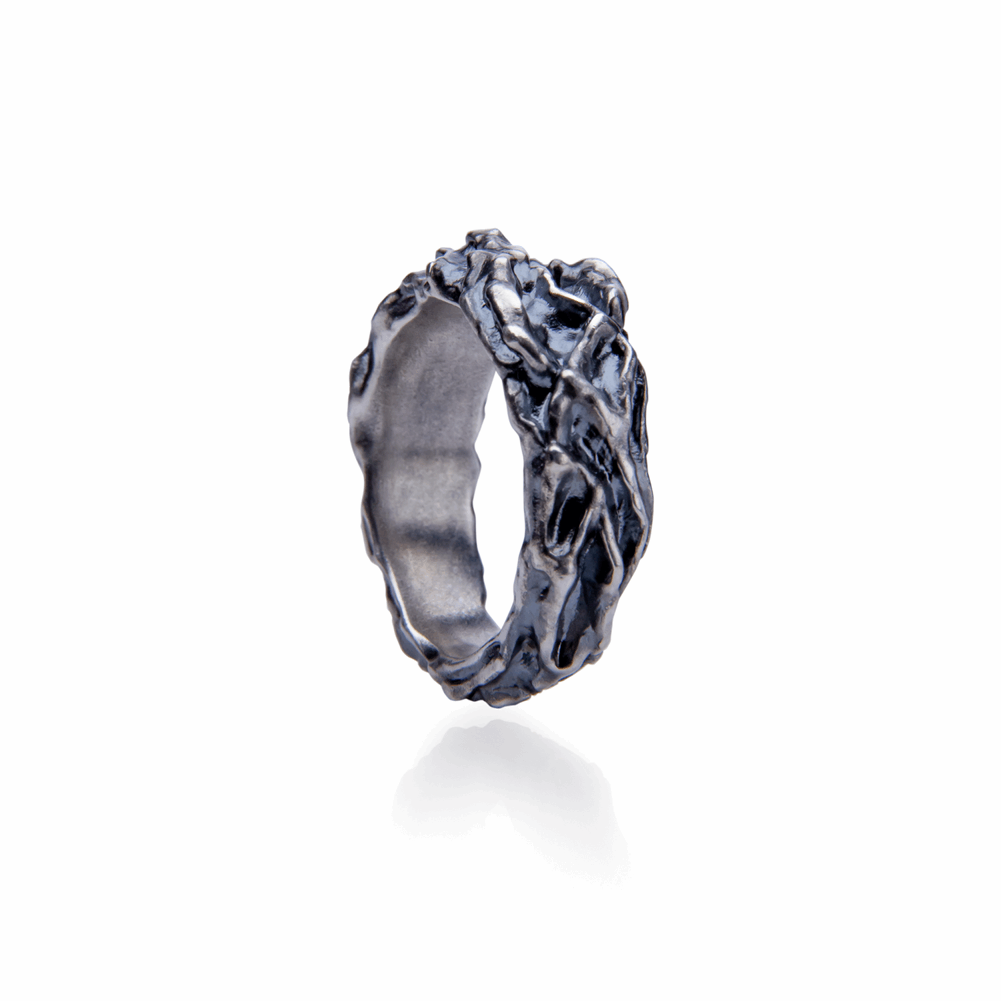 Designer ring featuring a unique irregular shape and modern aesthetics.