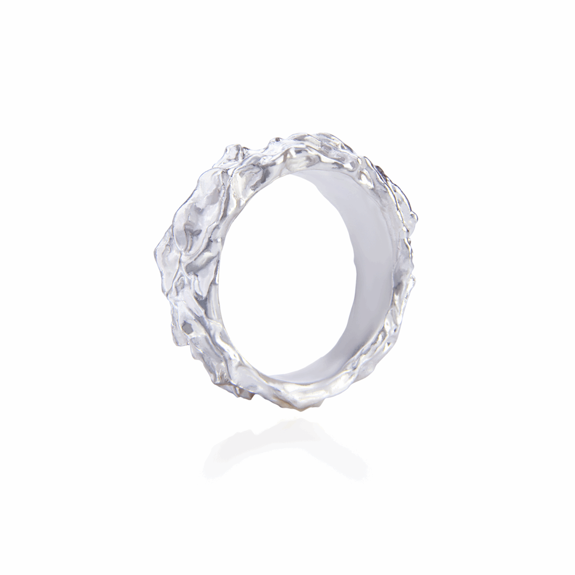 Modern textured ring in sterling silver for a minimalist aesthetic.