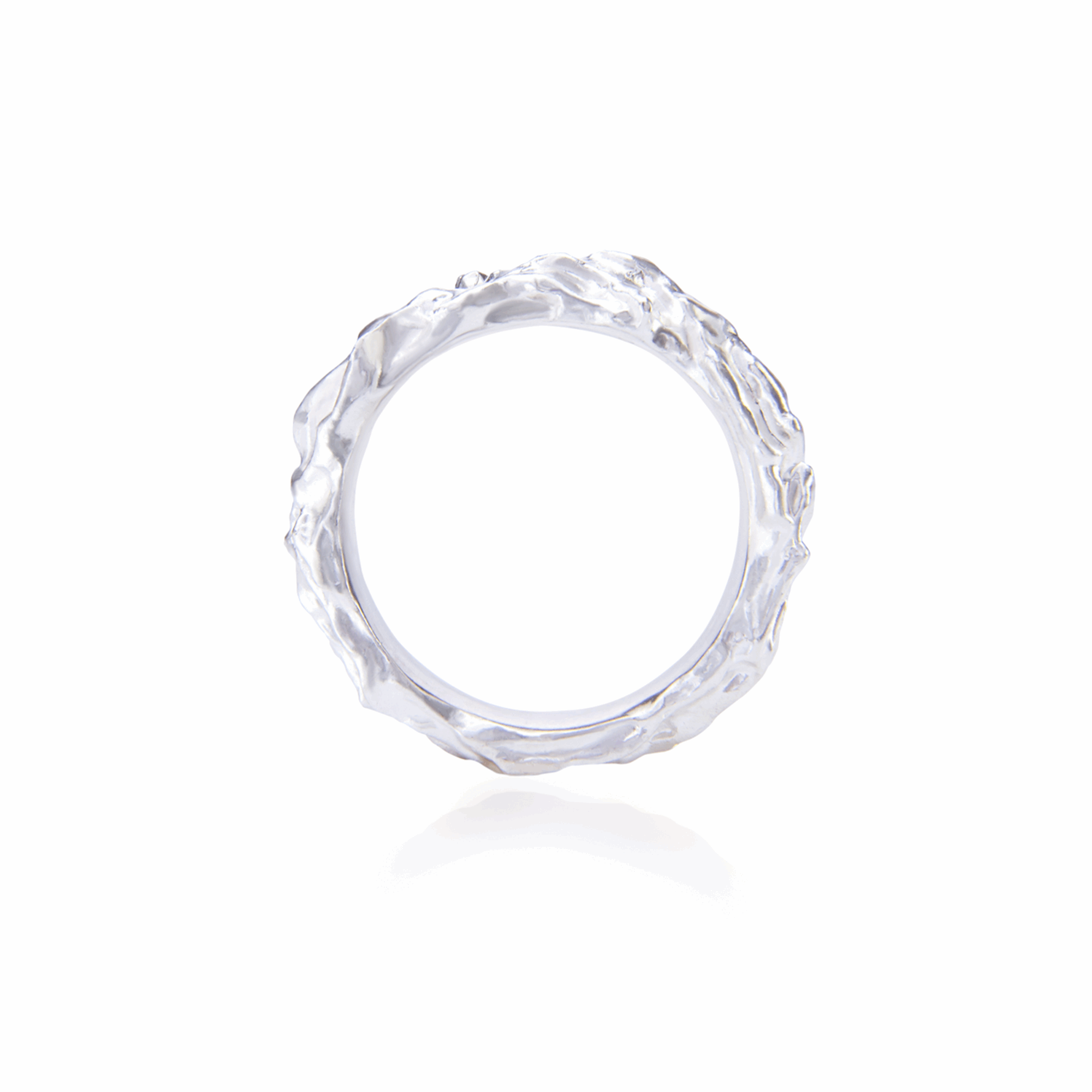 Irregular sterling silver ring showcasing handcrafted details.