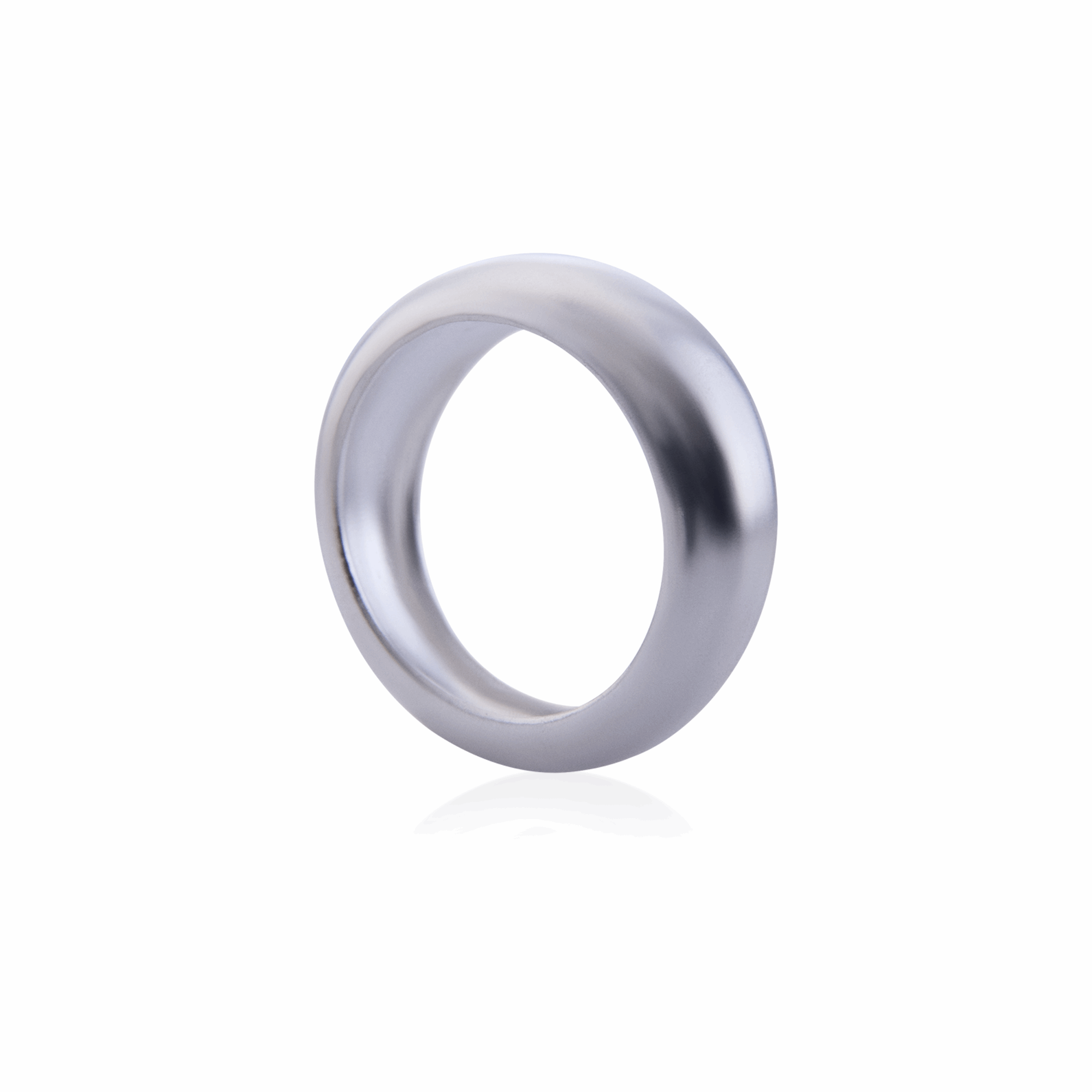 Low dome ring crafted from sterling silver with a sleek, polished finish.