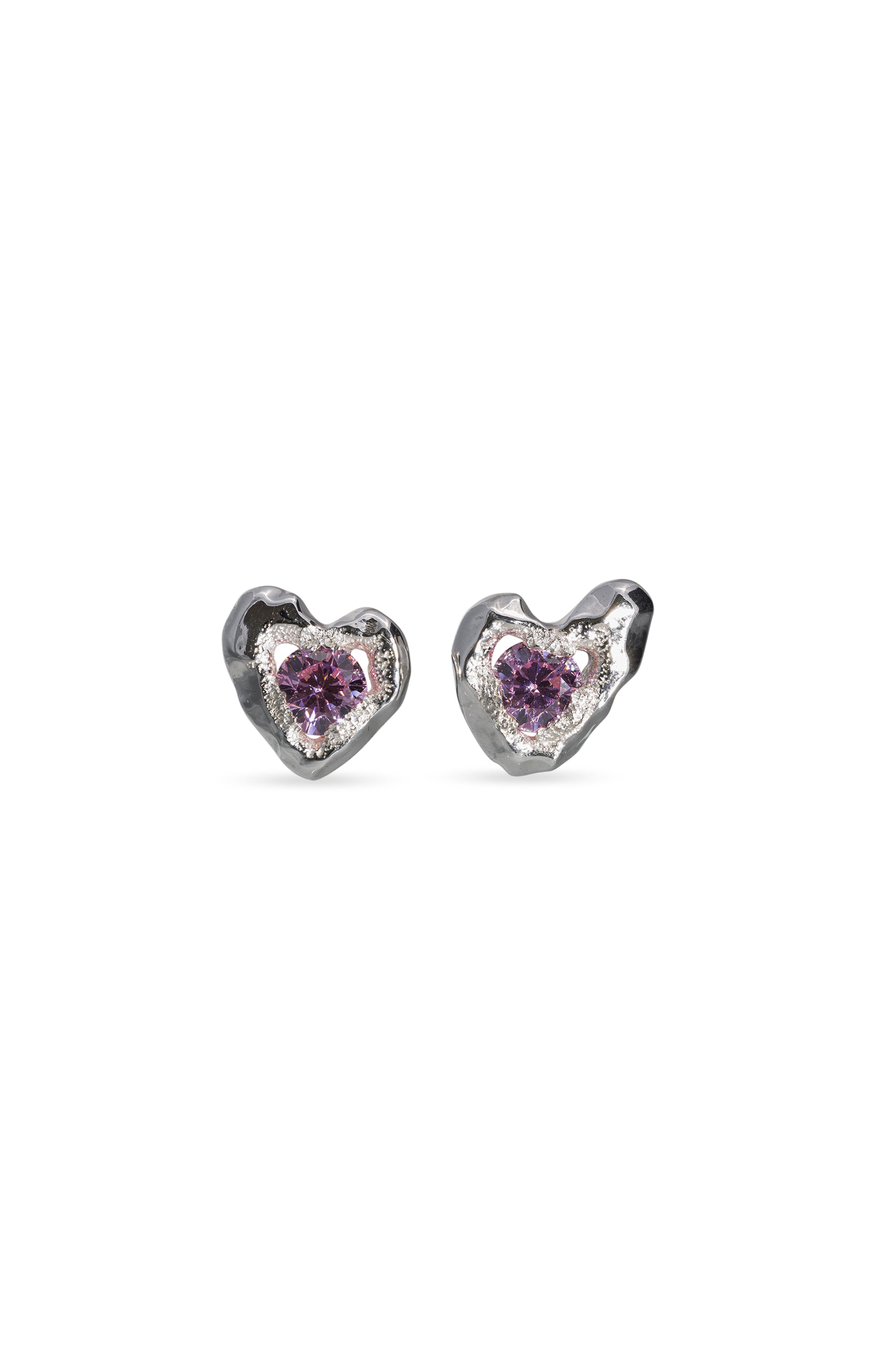 heart silver pink stones heart earrings with a unique design, exquisite details, add elegance and charm to any look.