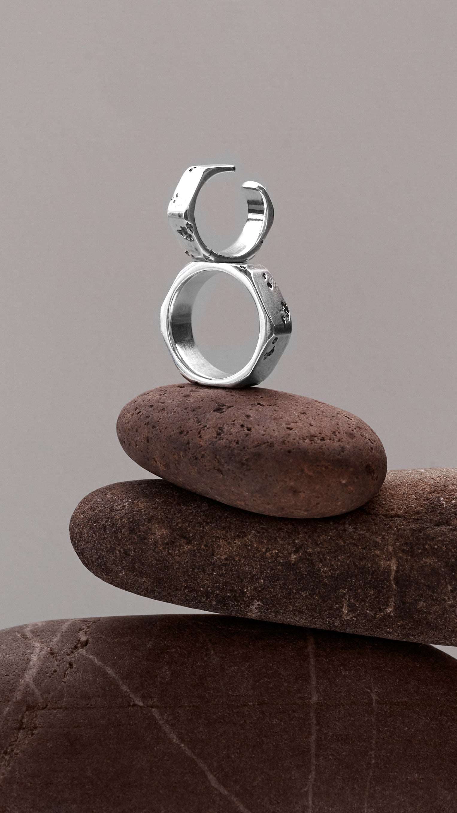 Sleek screw nut cuff earring adding architectural edge to modern minimalist personal style