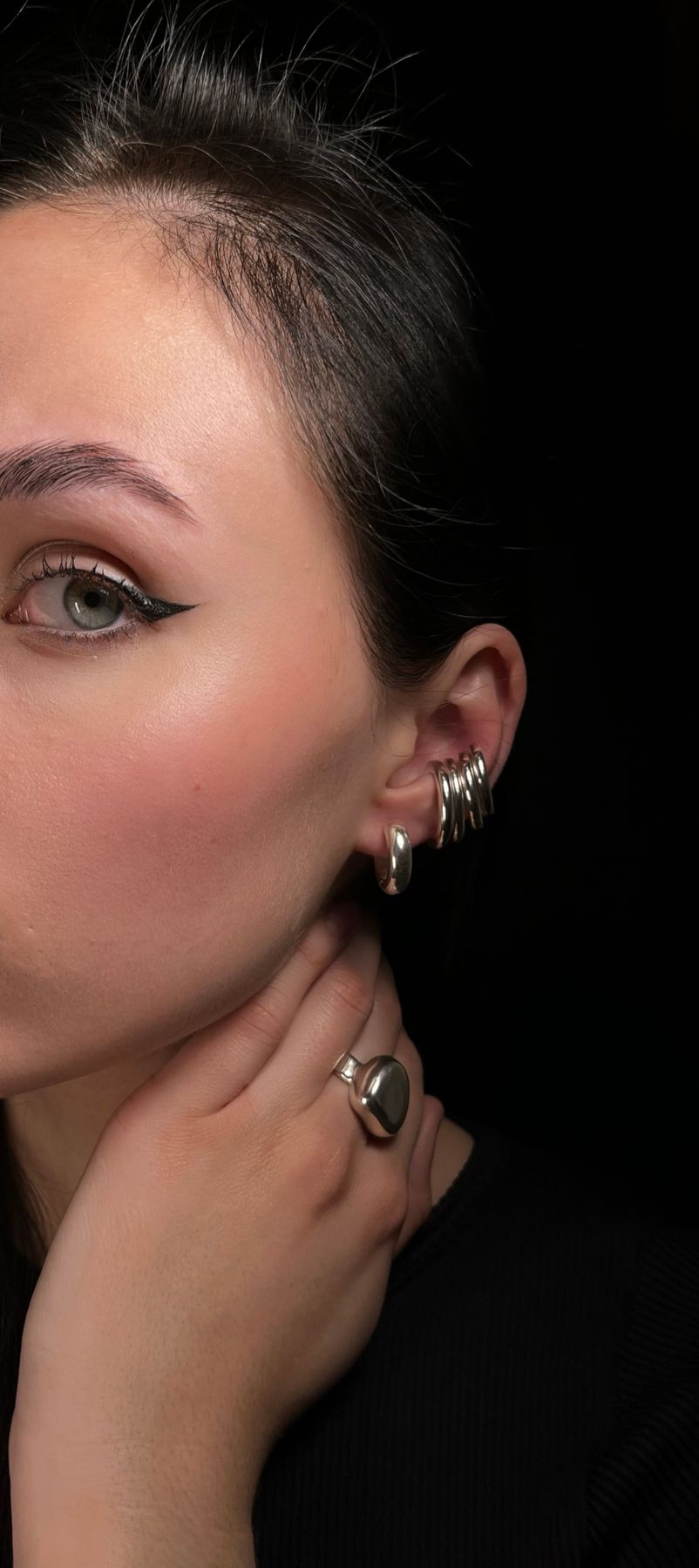 Ear cuff set in sterling silver, featuring 4 unique pieces.