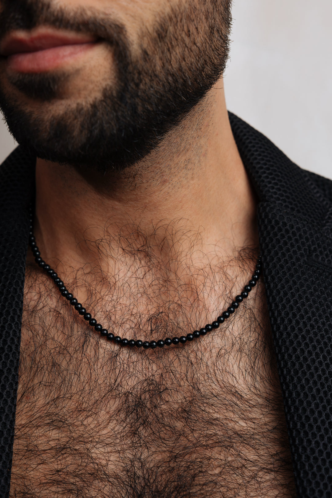 Handmade sterling silver necklace with natural black onyx